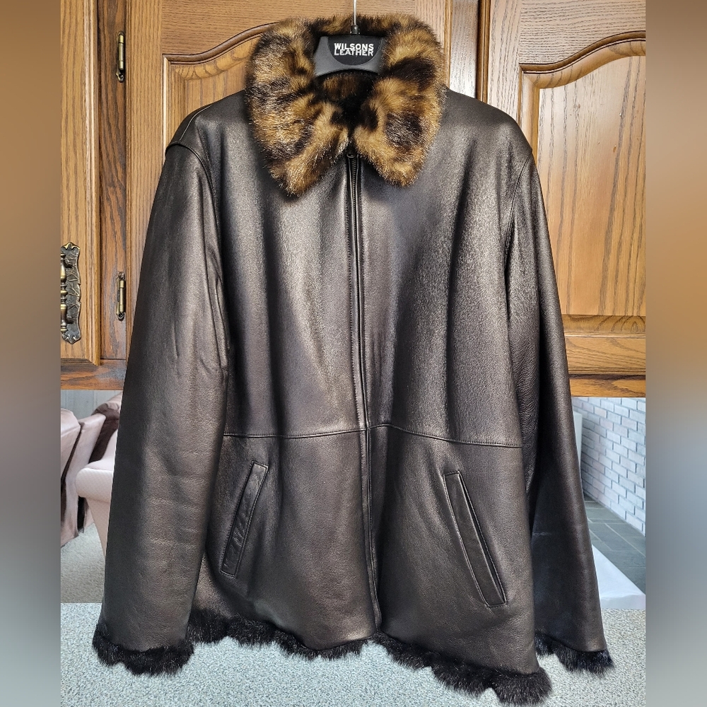 Wilson Fur Lined Leather Jacket with Wilson Leather Goves